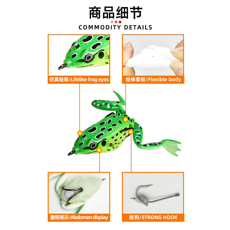 Lei Rana biónica Luya cebo suave Lei Rana cebo de imitación al por mayor tiro largo cebo negro Luya Lei Qiang Rana cebo falso lote