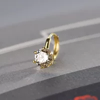 Серьги из чистого 14-каратного золота, маленькая Пряжка для ушей, женские индивидуальные кольца с муассанитовыми ушами, золотые украшения 20947