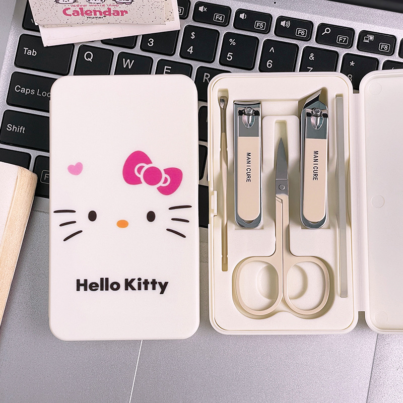 可爱Kitty猫指甲刀套装学生卡通便携指甲剪指甲钳美甲工具全套盒|undefined