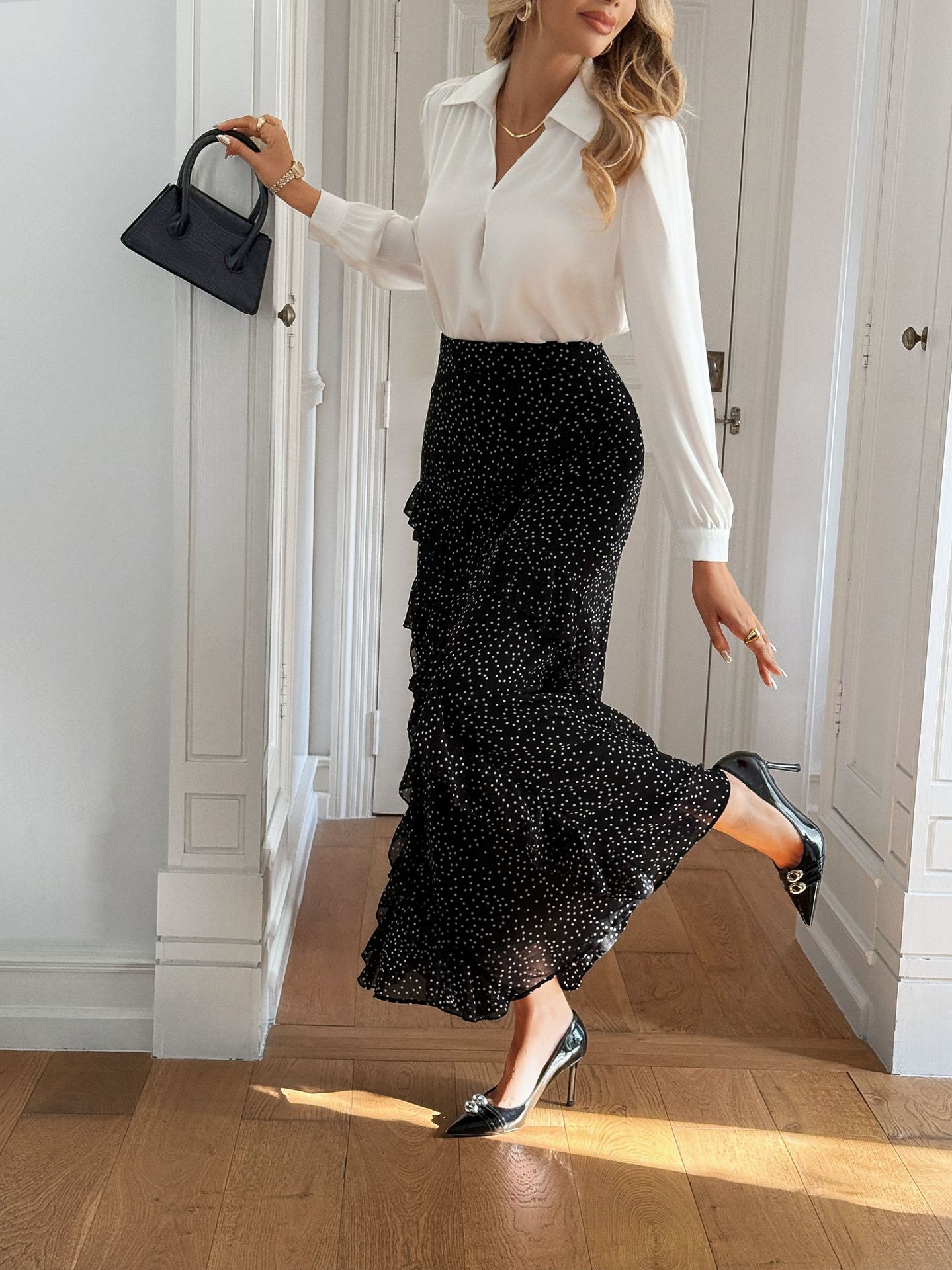 Women's Clothing Elegant Lace Trimmed Bodycon Maxi Skirt For Women Half-Length Autumn/Winter Fashion_ecoleips.com