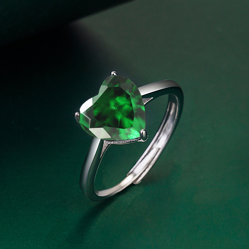 Fashion Heart Shape Copper Inlay Zircon Rings 1 Piece