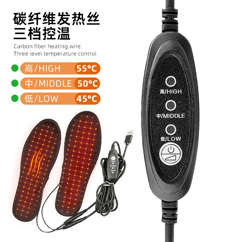 Трансграничный контроль контроля температуры USB электрическая горячая обувь для мужчин и женщин Универсальная короткая бархатная лихорадка стелька теплая нога сокровище противоскользящая подогревающаяся стелька