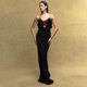 Sanhu Lianjiang Y25DS068 European and American Women's Slim V Collar Backless Rose Sling Lace dress Wholesale