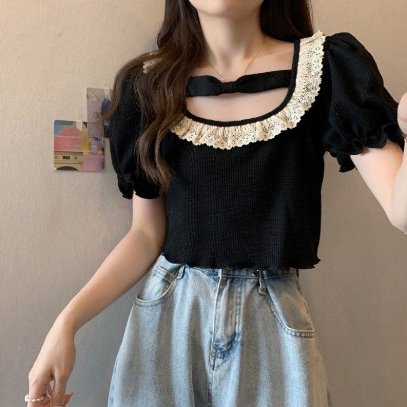 Summer Japanese cute lace short sleeve T-shirt for students