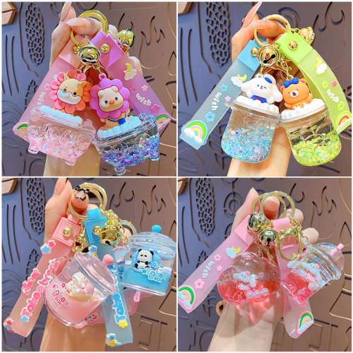 Creative acrylic oil key chain pendant cute cartoon couple car key chain pendant small gift wholesale