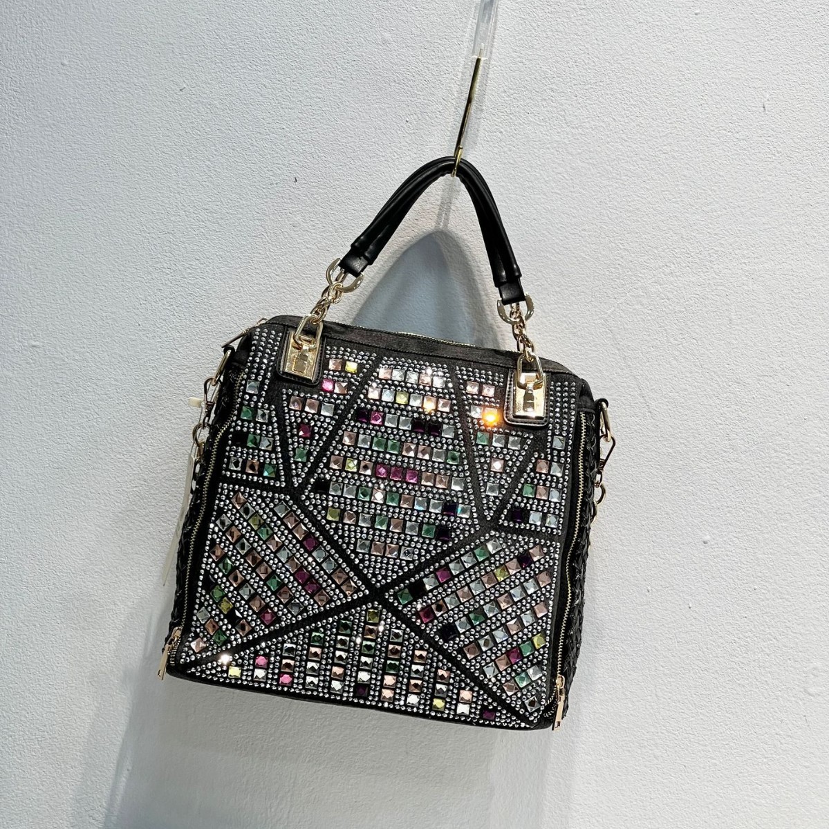 24 nuevos bolsos de mujer de moda tejida europea y americana, bolso de mezclilla de diamantes calientes, bolso de hombro de mensajero de viaje de gran capacidad con diamantes