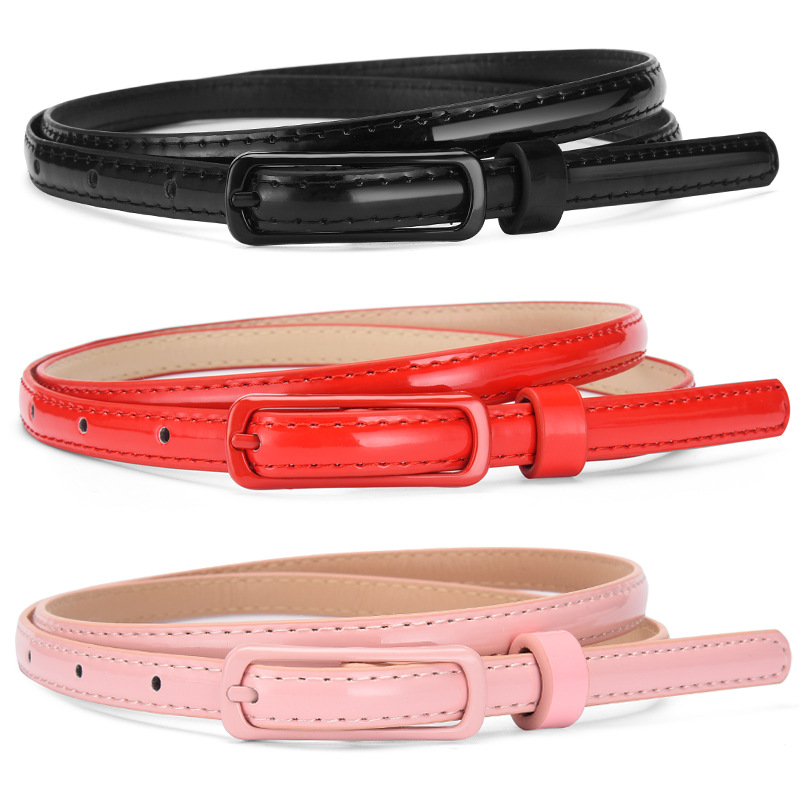 Women Thin Candy Color Belt with Joker Pin Buckle
