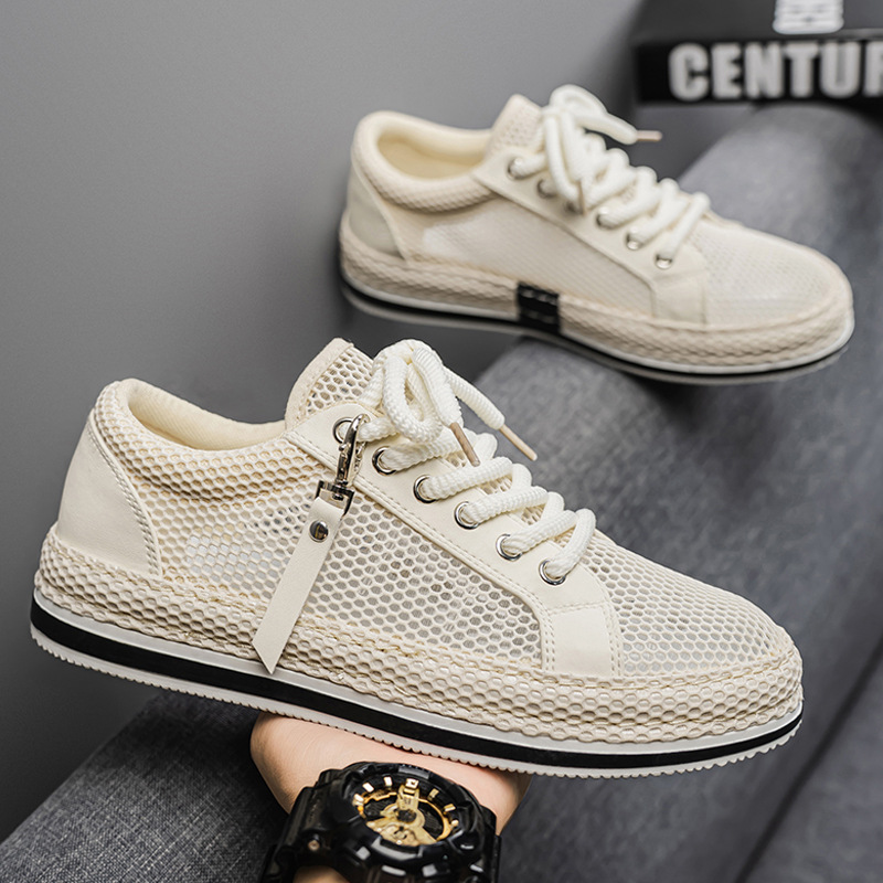 Nuevo casual para hombre, todo fósforo, cómodo, transpirable, color sólido con cordones, tacón plano, punta redonda, tendencia de moda, zapatillas de deporte para hombre