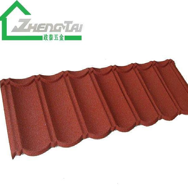 政泰彩石金属瓦，质轻坚固，抗震，厂家供应，彩钢瓦石材