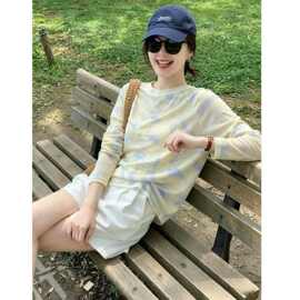 夏季款女莱赛尔天丝女舒适宽松薄款长袖防嗮T恤罩衫印花时尚上衣