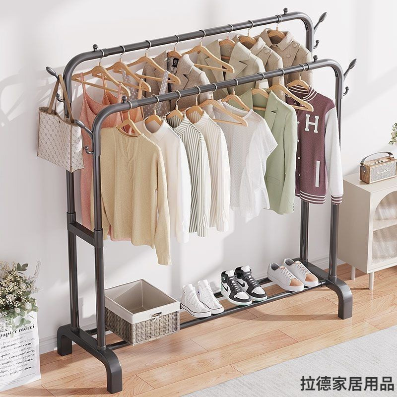 Simple Floor-Standing Clothes Drying Rack for Bedroom, Thickened Small Balcony Household Drying Rack, Sturdy