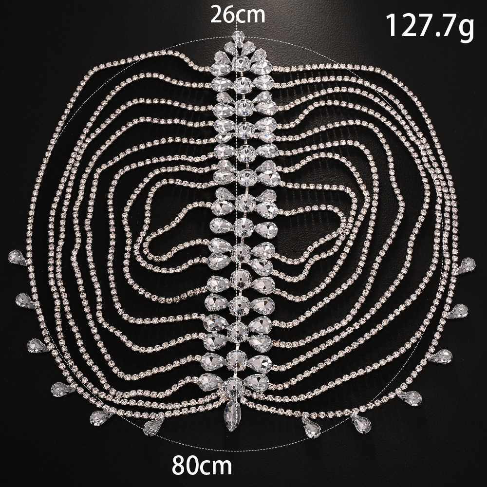 Amazon caliente multicapa cadena de cabello exagerada tocado de diamante accesorios de moda para mujeres cadena de cabello