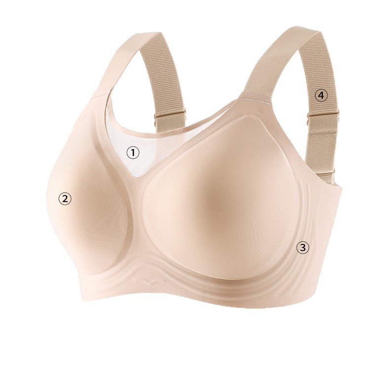 Transfronterizos ropa interior de tamaño grande para mujeres grandes pechos pequeños 3D cinturón cuerpo ropa interior de pecho sin anillo de acero de soporte superior de protección contra la caída del bra