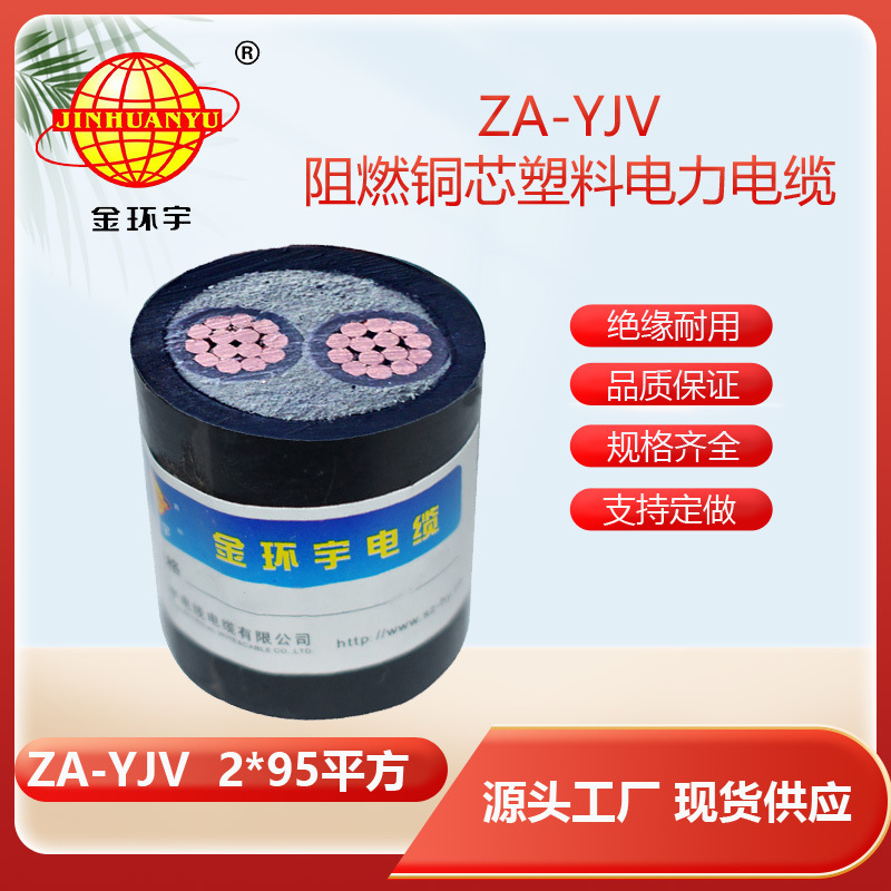金环宇电缆 0.6/1KV yjv低压电缆ZA-YJV 2X95平方 阻燃电力电缆