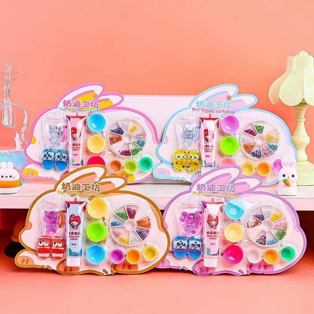 Crema creativa hecha a mano para niños, pastel de cumpleaños de simulación de dibujos animados, material de arcilla ultraligero, juego de papelería