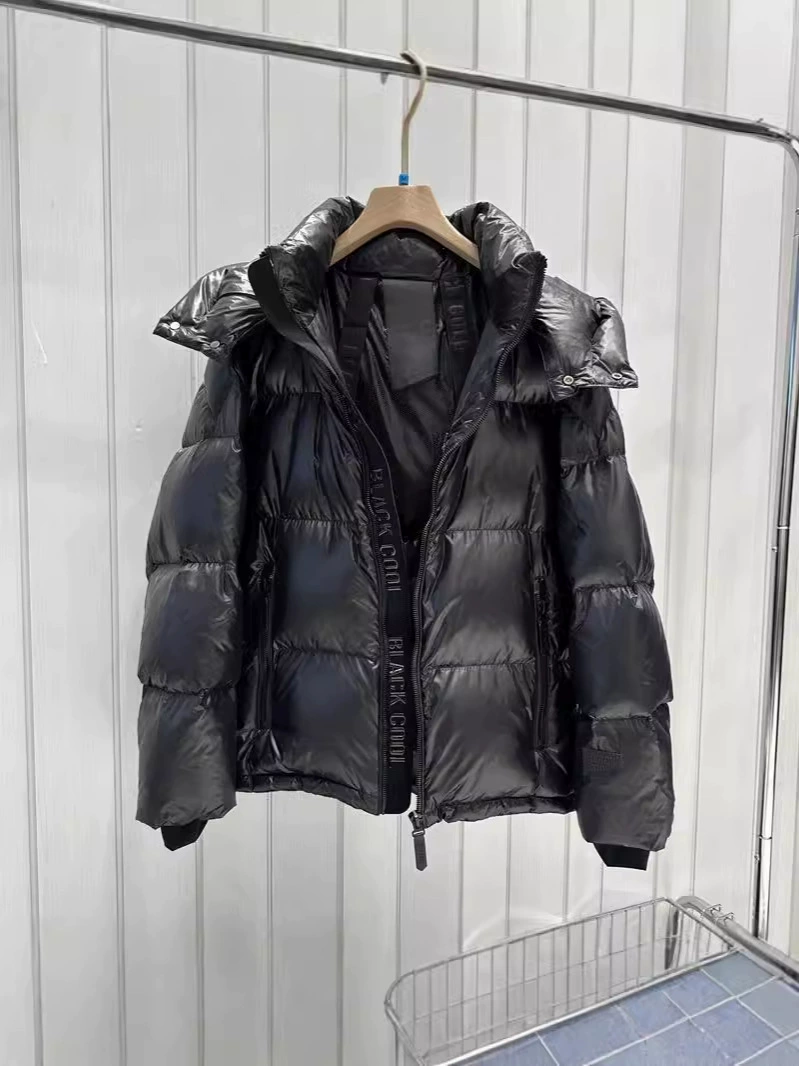 Черный бриллиантовый пуховик из гусиного пуха с черной жемчужиной для мужчин и женщин, короткий, новинка 2024 года, корейский стиль, съемный капюшон, утолщенная пара, черная броня