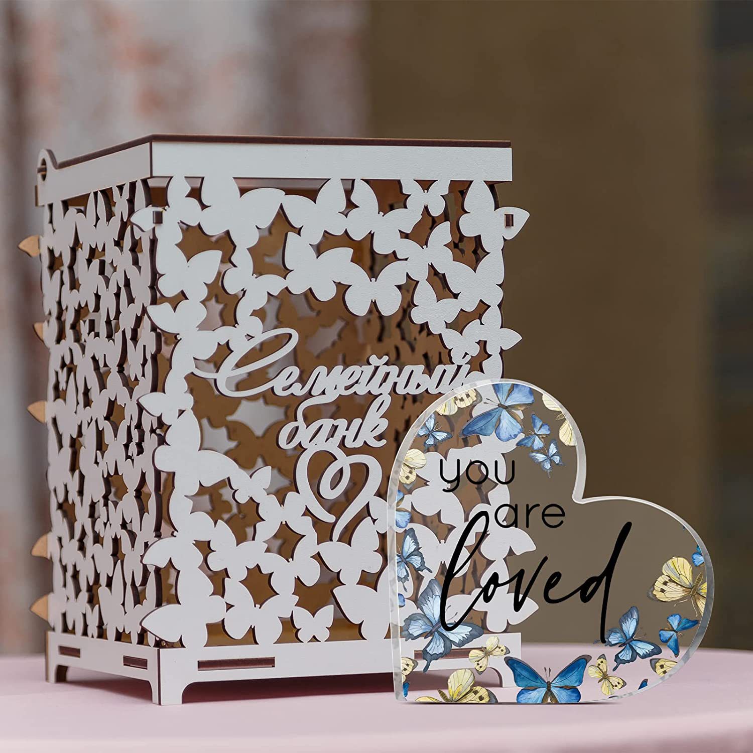 亚马逊亚克力心形装饰标牌励志心形餐桌中心装饰品礼品鉴赏纪念品