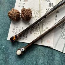 全料越南金丝黑棕 葫芦头 95寸18方 文玩折扇 扇子 默认白面不粘