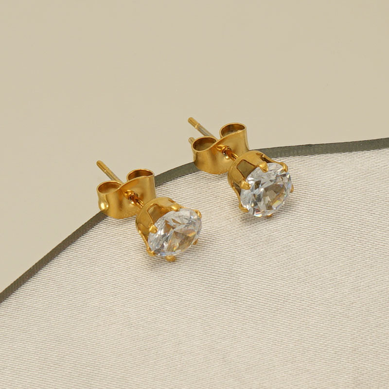 Plating Design 1 Pair Classic Style Geometric Plating 304 Stainless Steel Zircon Ear Studs