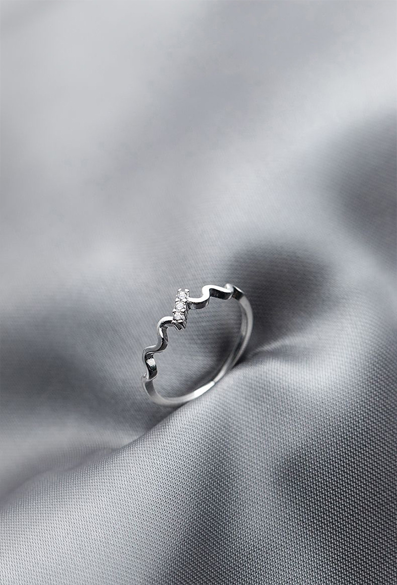 Diamond-studded Wave Ring Open Ended Adjustable Designer Ring_voghion.com