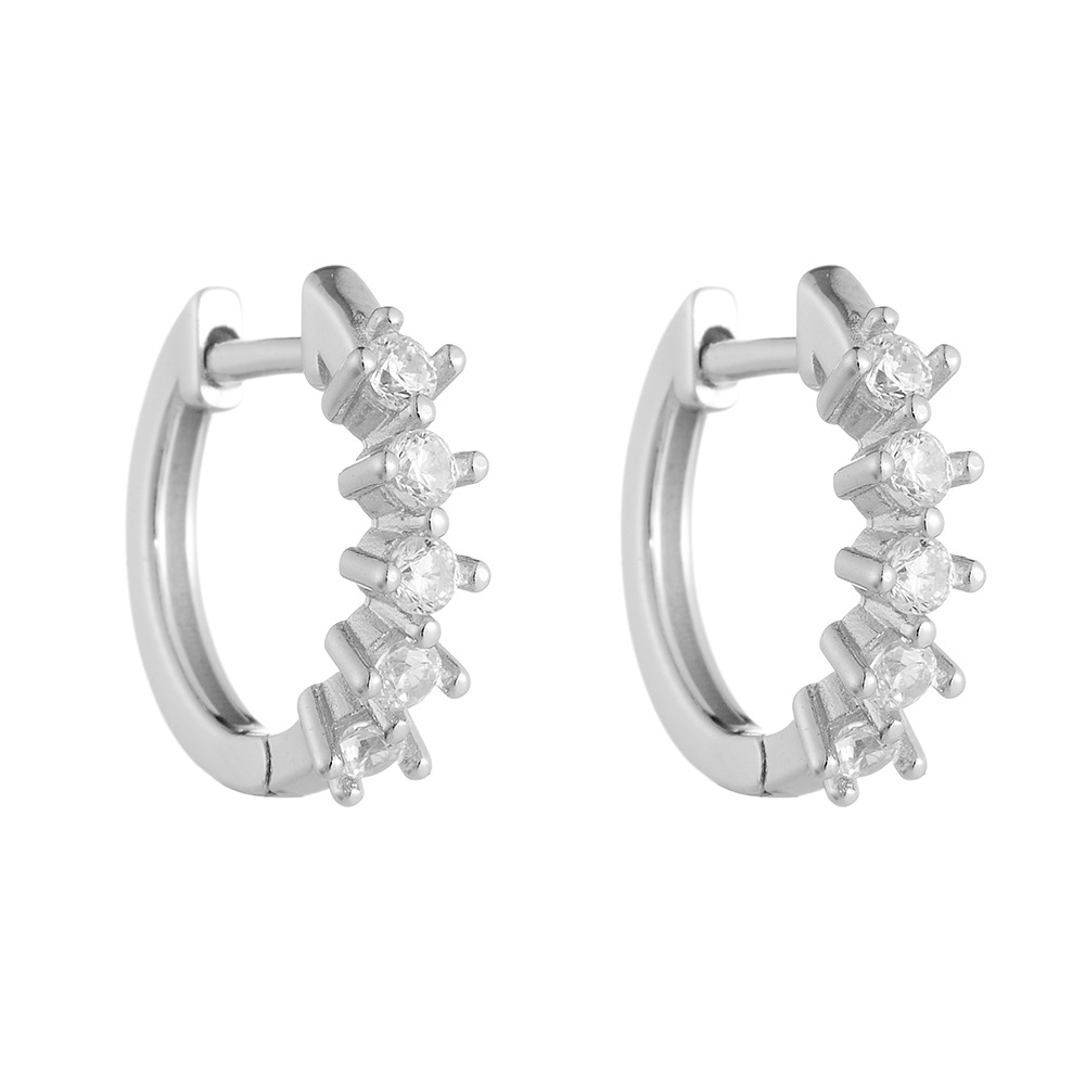 Europa y América, comercio exterior, círculo transfronterizo, diamante en forma de C, circón, moda personalizada, pendientes de plata esterlina s925, pendientes, accesorios para orejas