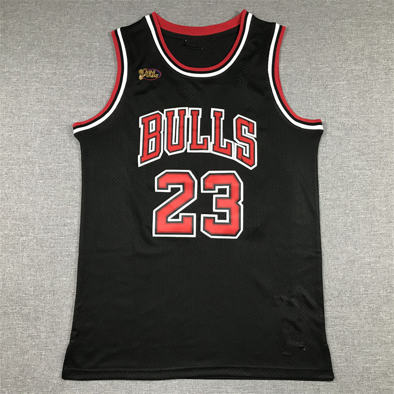 Bulls 23 Finals Jordan Embroidered Basketball Jersey Bulls Finals Basketball Jersey Black