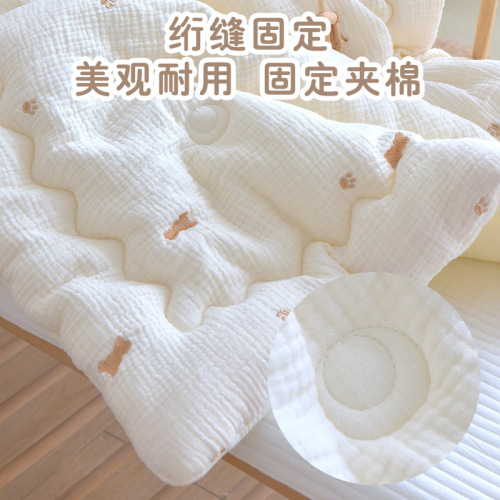 Baby Quilt Newborn Class A Pure Cotton Seersucker Cartoon Embroidery Air Conditioning Quilt Kindergarten Baby Lunch Break Quilt