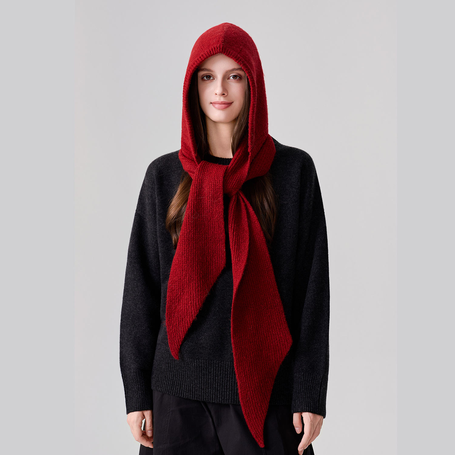 Unique design, rabbit wool knit, triangular hooded scarf, one-piece hat and scarf, soft and skin-friendly, warm for winter