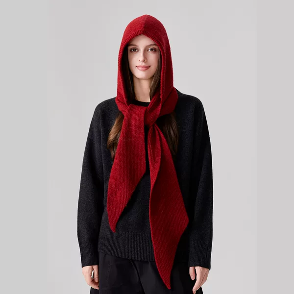Unique design, rabbit wool knit, triangular hooded scarf, one-piece hat and scarf, soft and skin-friendly, warm for winter