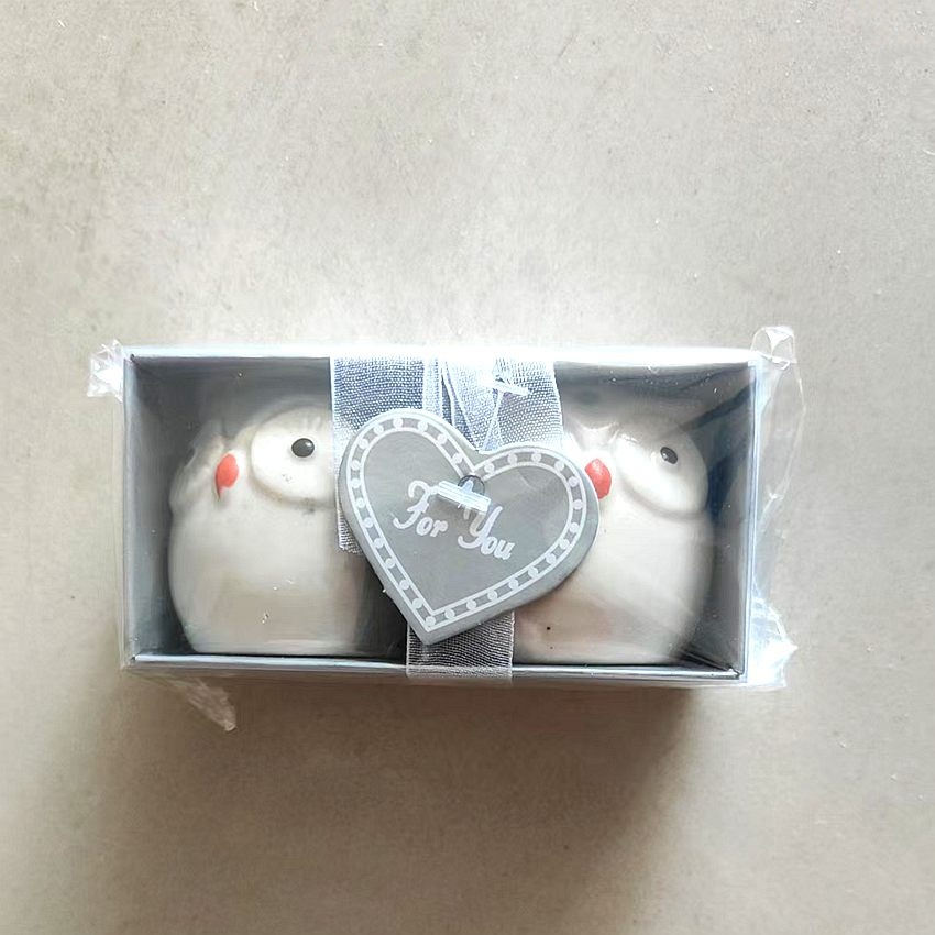부엉이 조미료 병 한 쌍