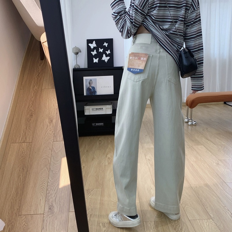 四面弹莱赛尔高腰显瘦弯刀牛仔裤女秋季裤子宽松直筒阔腿裤春秋|undefined
