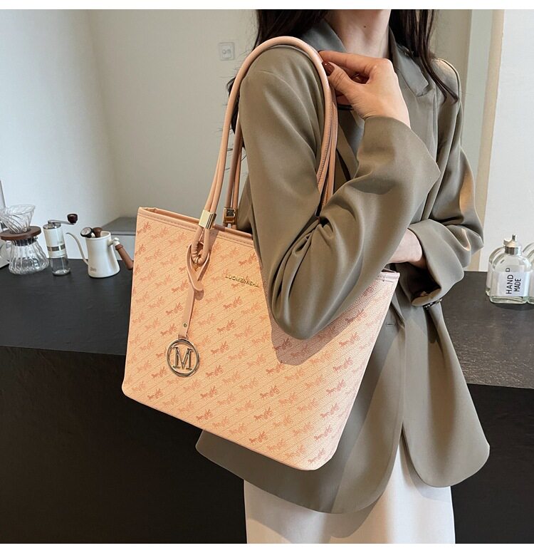 Túi tote nữ cỡ lớn đeo vai đa năng phong cách thanh lịch — Màu hồng, Màu trắng be, Màu xanh lam nhạt, Màu xanh đậm chi tiết 29