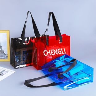 Laser Bag Hand Bag Internet Celebrity Colorful Bag Pvc Hand Bag Transparent Plastic Gift Bag Fashionable Jelly Bag Waterproof