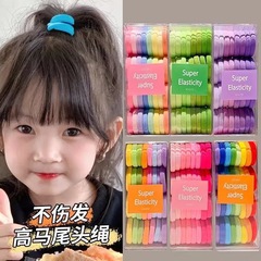 新しい箱入りの子供のカラーリングは、高馬尾の髪ひもを傷つけない女の子の耐久性の高い弾力性のある皮筋です