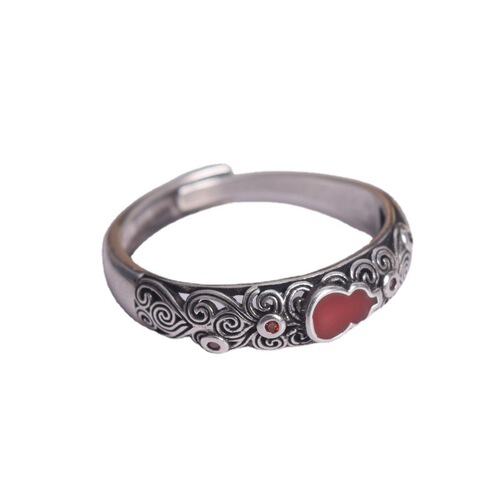 Lucky Wealth, Prosperity, and Peace Gourd Ring for Women Vintage Distressed Open Finger Ring Wholesale Chinese Ethnic Style Antique Jewelry