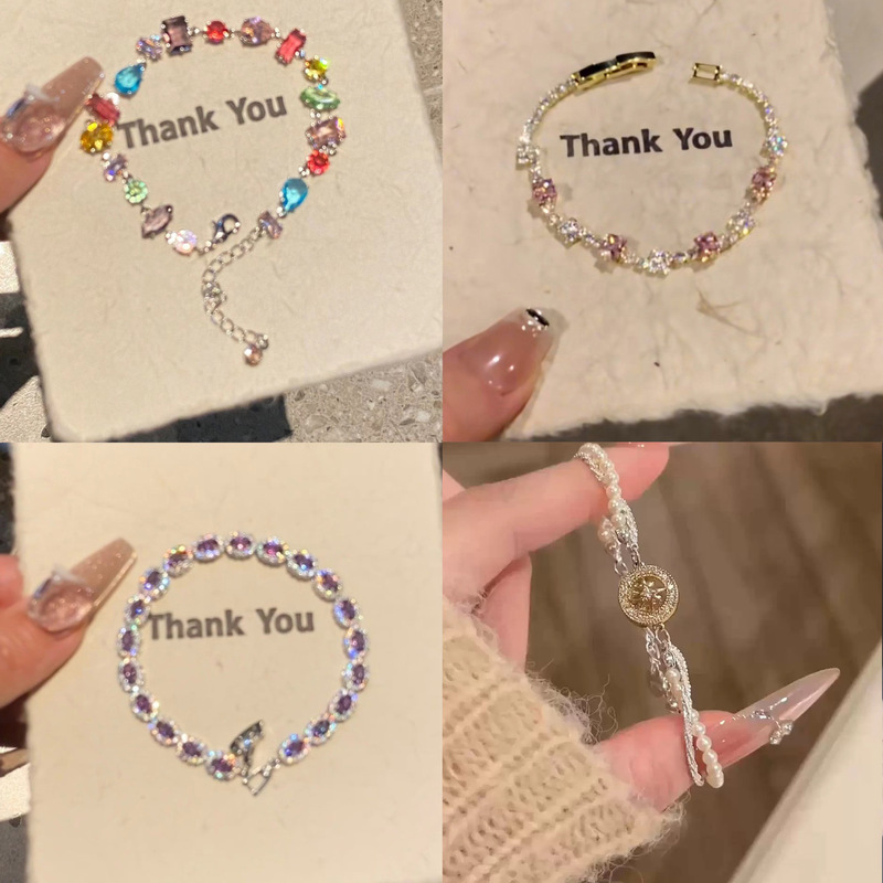 Real Gold Electroplated Zircon Sun Love Bracelet Niche Sweet All-match Bracelet Elegant Light Luxury High-end Jewelry for Women