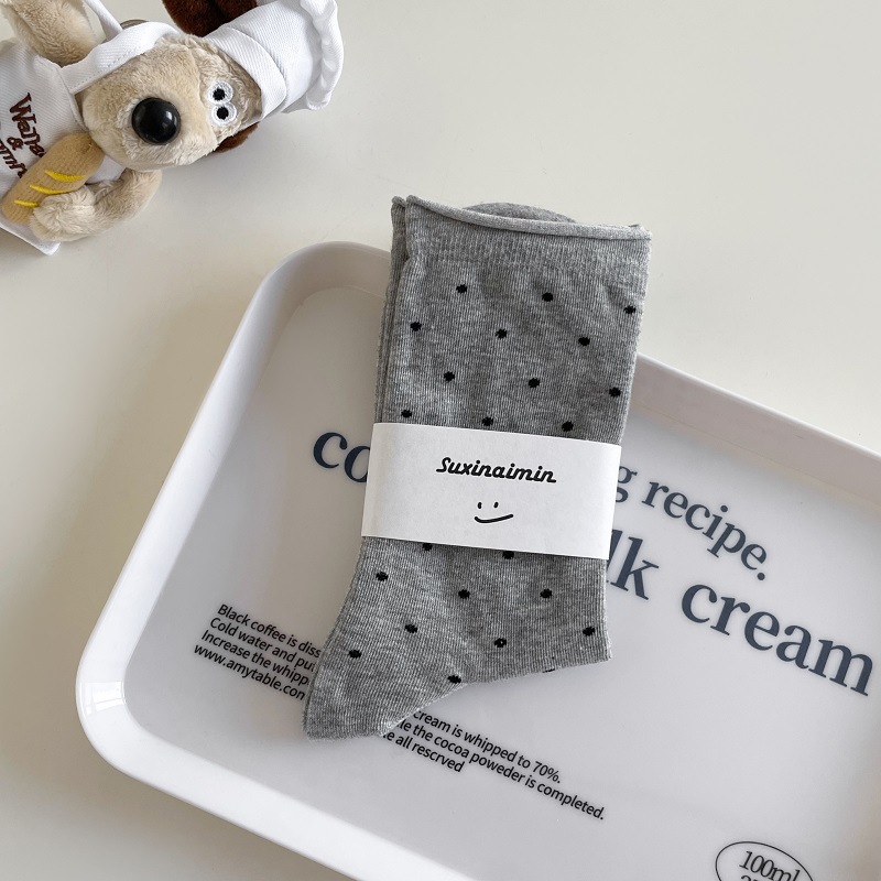 Calcetines femeninos de media caña estilo coreano, puntos de lunares, cómodos y transpirables para primavera y verano