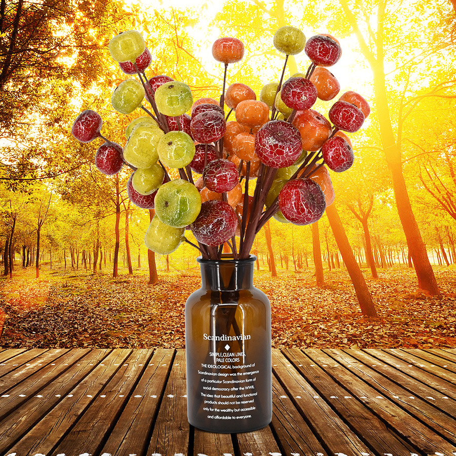 Envío Gratis, calabaza de nueve cabezas de tres puntas, manojo de polvo de oro, flor artificial para el hogar, Navidad, evento de Halloween, accesorios de calabaza