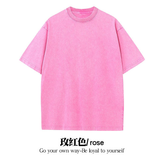 Cross-border Wash Old Short-sleeved T-shirt Cotton Retro Trendy Brand Loose Shoulder Unisex Super plus size Teenager T-shirt