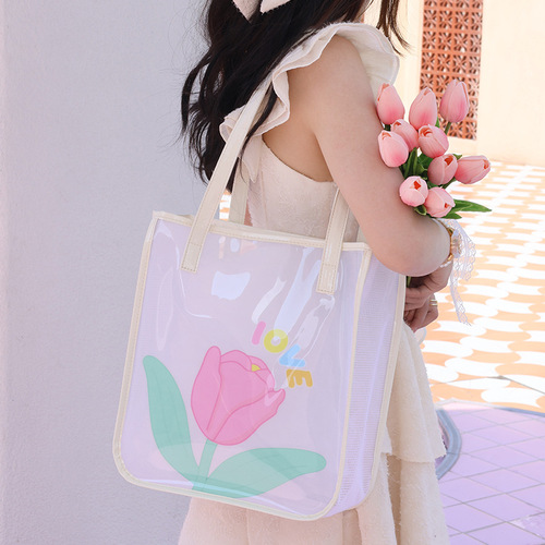 Bags Summer High-Looking Travel Portable Swimming Transparent PVC Jelly Beach Bag Large Capacity Shoulder Bag Wholesale