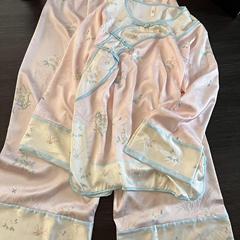 新中式国风盘扣睡衣女秋季薄款长袖长裤高级感缎面冰丝家居服套装