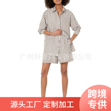 外贸女装速卖通亚马逊2022新款女式宽松款长衫长袖套装休闲通勤
