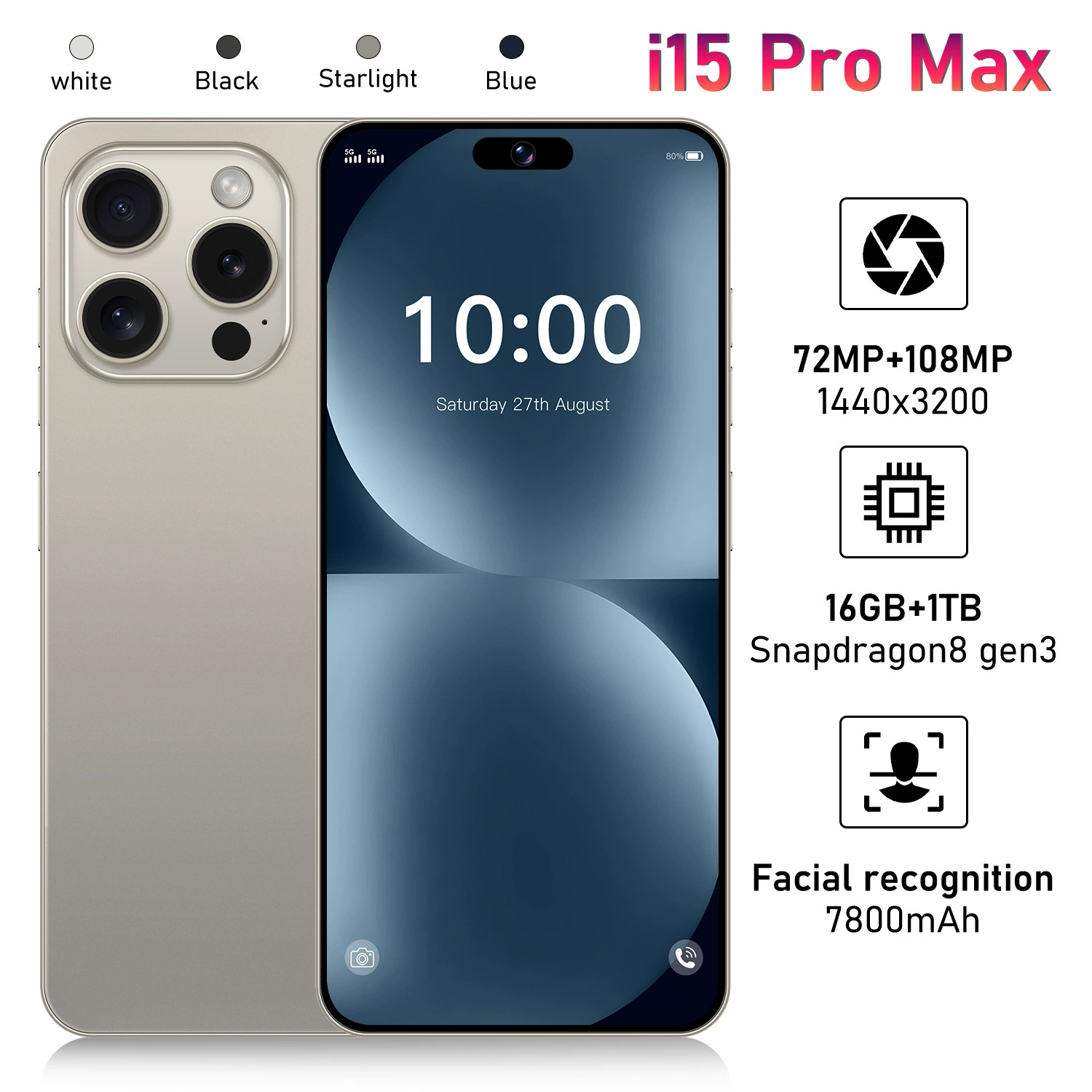 Новый i15 PROMAX Speed ​​Sales кросс-бордер мобильный телефон 7.3INCELL экран смартфон внешняя торговля (взрывная модель)