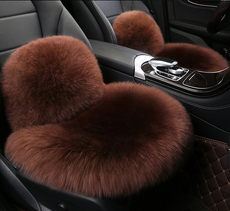 Car Winter Cushion Plush Cushion Three-piece Set Thickened Warm Fur Non-slip Integrated General Motors Cushion
