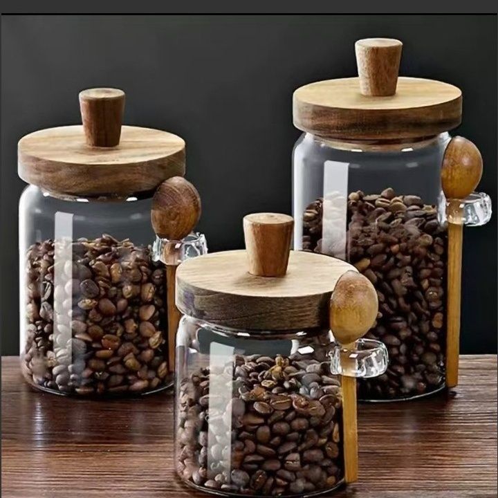 Transparent Glass Sealed Jar with Lid Coffee Bean Storage Jar High Borosilicate Glass Tea Jar Kitchen Sealed Storage Jar