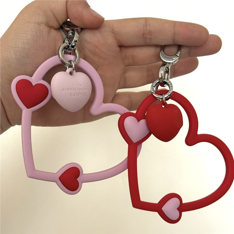 Casosefy Heart-Shaped Phone Wristband Puff Heart Pendant Red Cherry Charm Keychain Metal Phone Chain Casosefy Heart-Shaped Phone Wristband Puff Heart Pendant Red Cherry Charm Keychain Metal Phone Chain