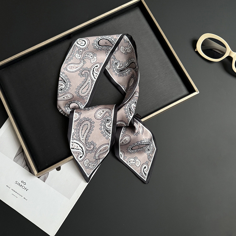 Pañuelo de seda, tira larga, sentido avanzado, nuevo estilo, flor de anacardo, simulación, bufanda de seda, decoración de serpentina, bolsa de atar, cinturón de decoración de cinta