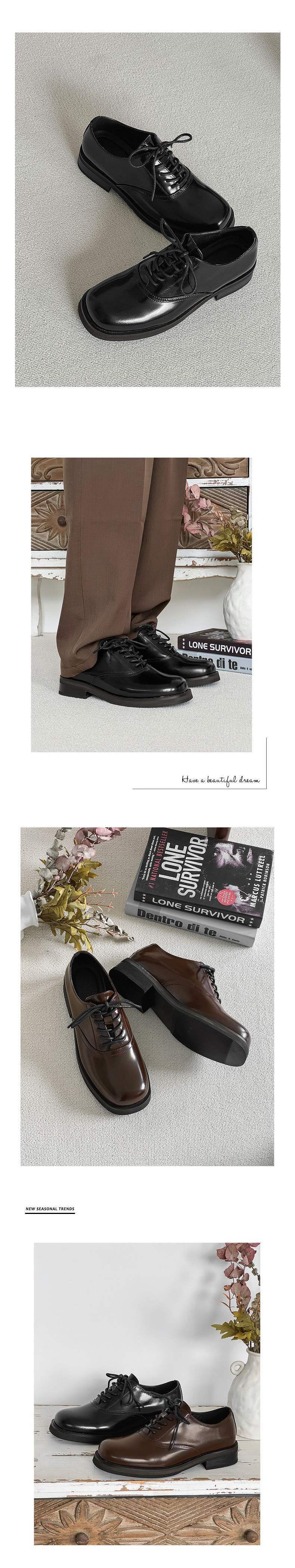 Chaussures d'affaires ShoeVault Cleanfit à semelle épaisse, style britannique, bout carré, en cuir, doublure polaire, rehaussantes, pour l'hiver._voghion.com