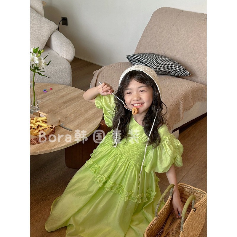女の子ドレス白子供スカートプリンセススカート 2025 新しい夏ソフトで軽い大きな子供の膝上ロングスカート|undefined
