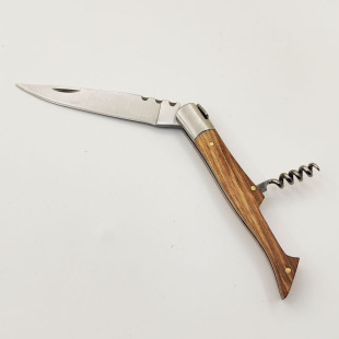 Source Factory Supply Multifunctional Small Dining Knife Stainless Steel Sharp Fruit Knife Knife Wooden Handle Red Wine Bottle Opener